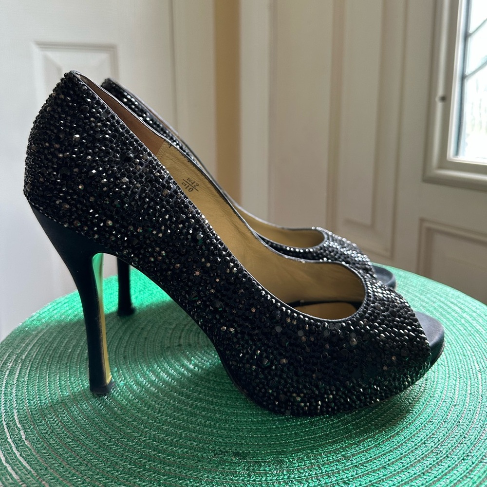Benjamin Adams Women's Black Rhinestone Heel Size 10